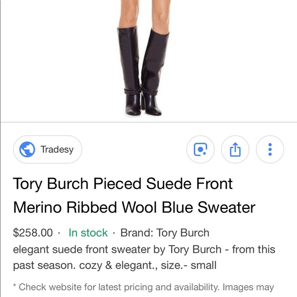 Tory Burch cashmere suede mock neck sweater. - Picture 4 of 4